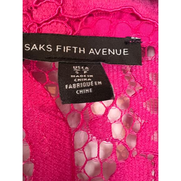 Saks Fifth Avenue Pink Lace Button Up Top size Small - Picture 2 of 5